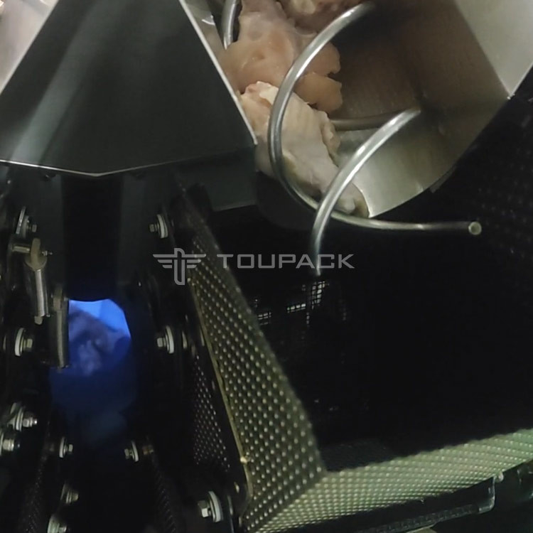 나사 결합 피딩 시스템을 심사숙고하는 14대 머리 조합 가중기 SS 10-500g 신선육 닭다리 자동차