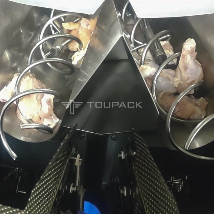 나사 결합 피딩 시스템을 심사숙고하는 14대 머리 조합 가중기 SS 10-500g 신선육 닭다리 자동차