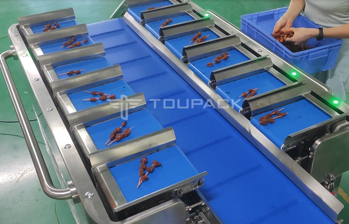 PLC 전자 가량 스테이크 생선 닭고기 해산물 새우 소시지 무게 다목 벨트 피더 조합