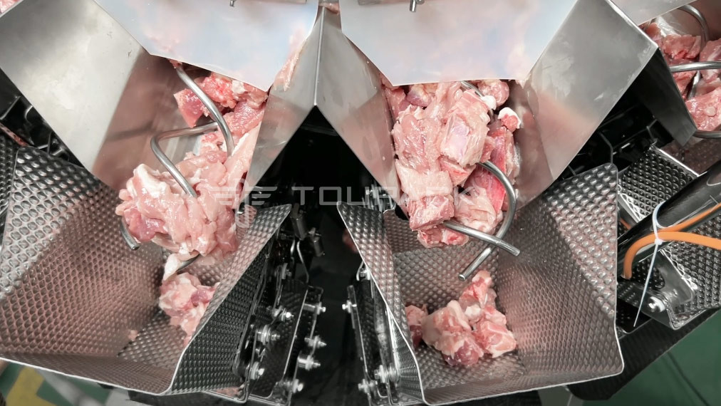 냉동 고기 신선한 생 돼지고기 고기 칩 肋骨 다중 머리 무게 가공기
