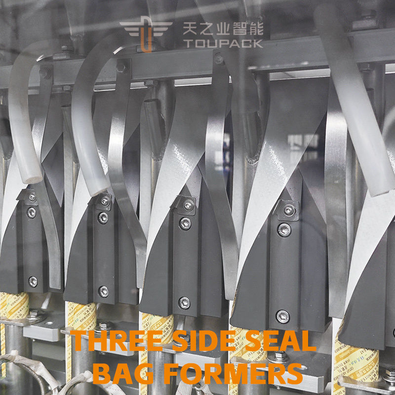 완전 자동 Vffs 케첩 포장 및 충전 기계 다중 트랙 수직 4면 씰 파우치 토마토 소스 포장 기계