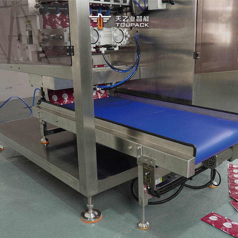 완전 자동 수직 Irrreguar 병 모양 사켓 에너지 젤 소스 꿀 주스 포장 포장 기계 공장