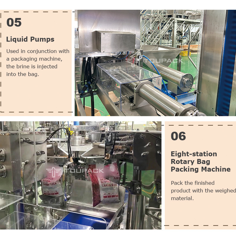 신선 식품 미트 파이 트레이 포장기 다두 계량 오징어 새우 조개 전복 지퍼백 자동 포장기