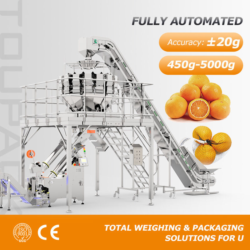 자동 Mesh Bag Packaging Machine 15~30 Bags/Min 속도와 감자 양파 용량 0.45~5Kg